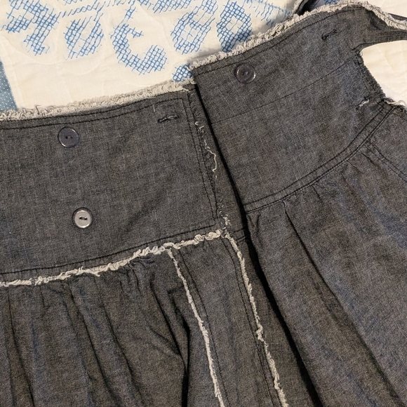 Funky Cool Y2K Denim Wrap Skirt Gray M S Fray Hem Midi A Line Circle Skirt Grey - Picture 6 of 10